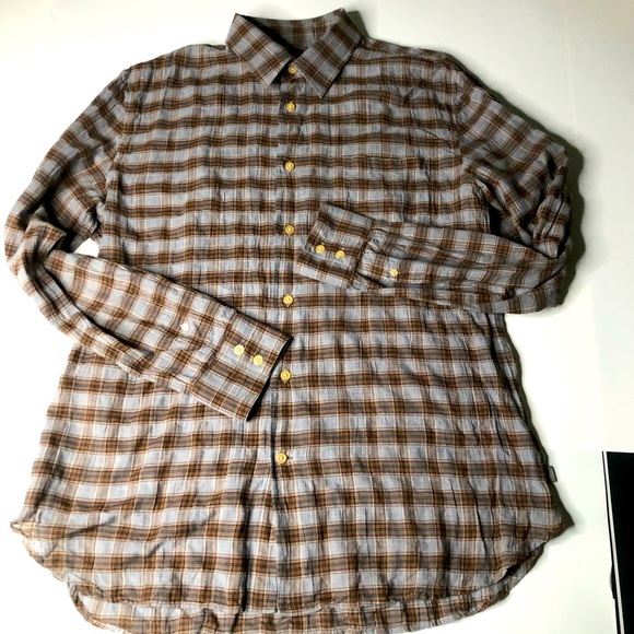 John Varvatos USA Medium Men Button Up Plaid Shirt - Picture 1 of 6